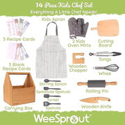 Weesprout Little Chef Kids Cooking & Baking Set, 14 Piece Cooking Set with Real Kitchen Tools & Kids Apron, Baking Gift for Girls, Boys & Junior Chefs