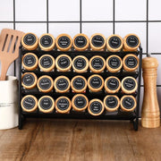Spice Jars with Label 24Pcs,Seasoning Containers,Glass Spice Jars with Bamboo Lids,Kitchen Essentials,Spices Container Set,Kitchen Set,Seasoning Organizer,Spice Rack Organizer for Cabinet