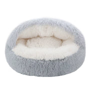Cat Bed round Fluffy Hooded Cat Bed Cave Cat Bed Donut for Indoor Cats,Calming Dog Cat Beds for Small Medium Dog Cat