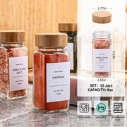 Spice Jars with Label 24Pcs,Seasoning Containers,Glass Spice Jars with Bamboo Lids,Kitchen Essentials,Spices Container Set,Kitchen Set,Seasoning Organizer,Spice Rack Organizer for Cabinet