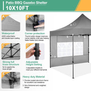 COBIZI 10X10 Pop up Canopy Tent with Sidewalls，Heavy Duty Commercial Canopy Tent