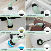 Electric Spin Scrubber, 1 Set Electric Cleaning Brush with 9 Replacement Heads & Removable Telescopic Pole, Household Cleaning Tool for Bathroom, Kitchen, Car, Bathroom Accessories