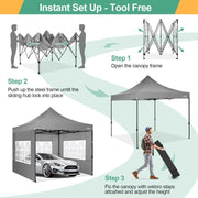 COBIZI 10X10 Pop up Canopy Tent with Sidewalls，Heavy Duty Commercial Canopy Tent