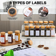 Spice Jars with Label 24Pcs,Seasoning Containers,Glass Spice Jars with Bamboo Lids,Kitchen Essentials,Spices Container Set,Kitchen Set,Seasoning Organizer,Spice Rack Organizer for Cabinet