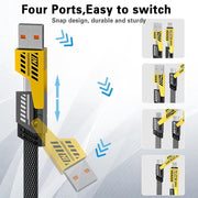 Buy 1 Get 3 Free-4-In-1 USB-C Cable, PD Fast Charging, Data Sync, USB-A, Type-C, Lightning, Aluminum, Compatible Charger Electronic Cellphone Smartphone
