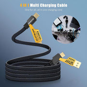 Buy 1 Get 3 Free-4-In-1 USB-C Cable, PD Fast Charging, Data Sync, USB-A, Type-C, Lightning, Aluminum, Compatible Charger Electronic Cellphone Smartphone