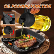GJ 16Oz/470Ml Oil Dispenser Bottle for Kitchen - 2 in 1 Olive Oil Dispenser & Sprayer - Multicolor Kitchenware for Cooking, Salad, Barbecue Tools